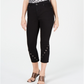 Calça jeans skinny cropped feminina INC International Concepts com detalhe de ilhós, preta, tamanho 12