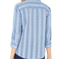 Camisa feminina estampada de algodão Karen Scott, azul, tamanho pequeno
