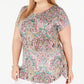 INC International Concepts Feminino Estampado Franzido Lateral Opulento Paisley Rosa Tamanho 1X
