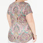 INC International Concepts Feminino Estampado Franzido Lateral Opulento Paisley Rosa Tamanho 1X