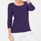 Blusa feminina Karen Scott manga 3/4 roxa tamanho XS