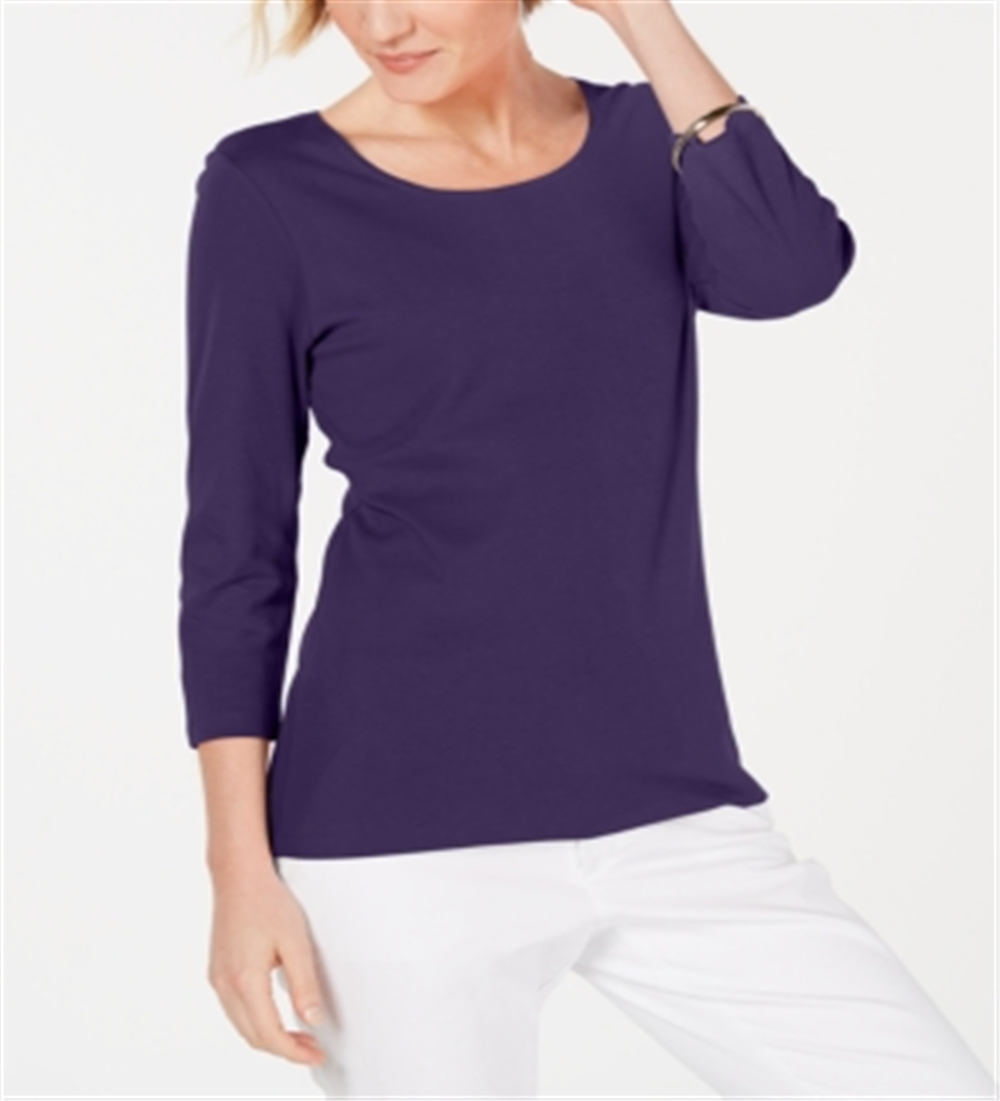 Blusa feminina Karen Scott manga 3/4 roxa tamanho XS