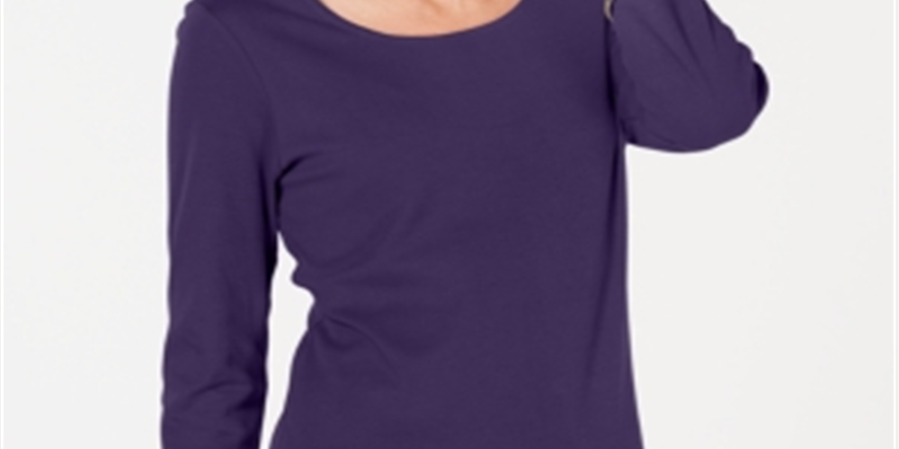 Blusa feminina Karen Scott manga 3/4 roxa tamanho XS