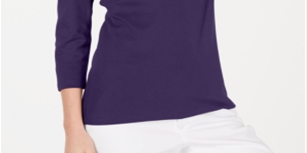 Blusa feminina Karen Scott manga 3/4 roxa tamanho XS