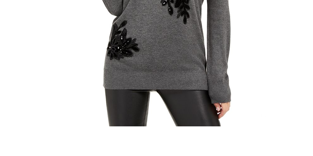 Suéter de veludo feminino INC International Concepts, preto, tamanho X-S