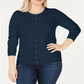 Cardigan texturizado feminino Charter Club Plus Layering, azul, tamanho 2X