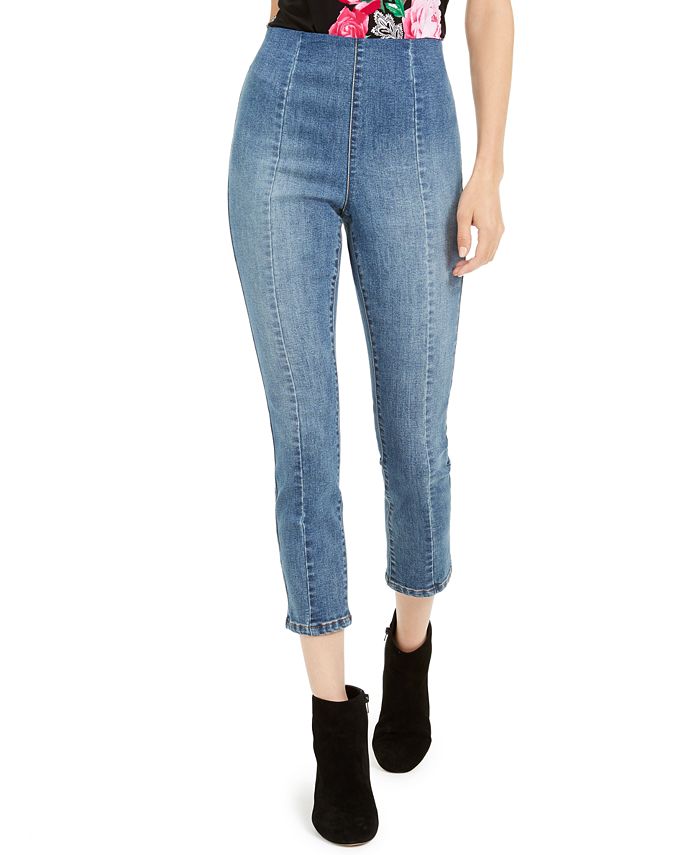 Calça jeans skinny cropped feminina INC International Concepts, cintura alta, azul, tamanho 10