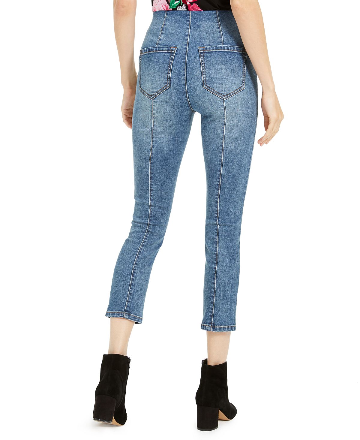 Calça jeans skinny cropped feminina INC International Concepts, cintura alta, azul, tamanho 10