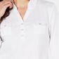 Blusa feminina Karen Scott com gola alta e estampa de pontos de algodão, branca, tamanho médio