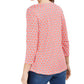 Camiseta feminina estampada de algodão Charter Club, laranja, tamanho XS