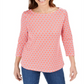 Camiseta feminina estampada de algodão Charter Club, laranja, tamanho XS