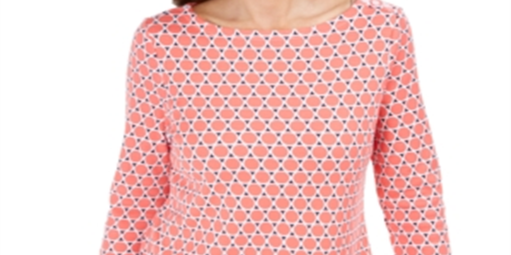 Camiseta feminina estampada de algodão Charter Club, laranja, tamanho XS