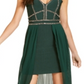 Vestido formal curto Marciano feminino verde com decote em V, sem mangas e com decote alto e baixo, tamanho XS