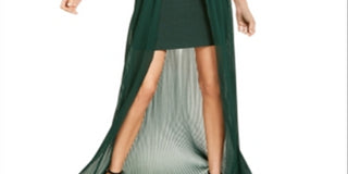 Vestido formal curto Marciano feminino verde com decote em V, sem mangas e com decote alto e baixo, tamanho XS