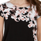 Camiseta feminina Alfani estampada com bainha redonda, preta, tamanho pequeno pequeno