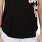 Camiseta feminina Alfani estampada com bainha redonda, preta, tamanho pequeno pequeno