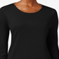 Camiseta feminina de manga comprida em algodão Pima Charter Club, preta, tamanho XX-G