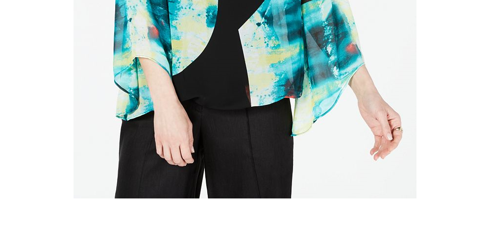 Alfani Petite Abstract-Print Top Branco Tamanho Pequeno Pequeno