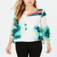 Alfani Petite Abstract-Print Top Branco Tamanho Pequeno Pequeno