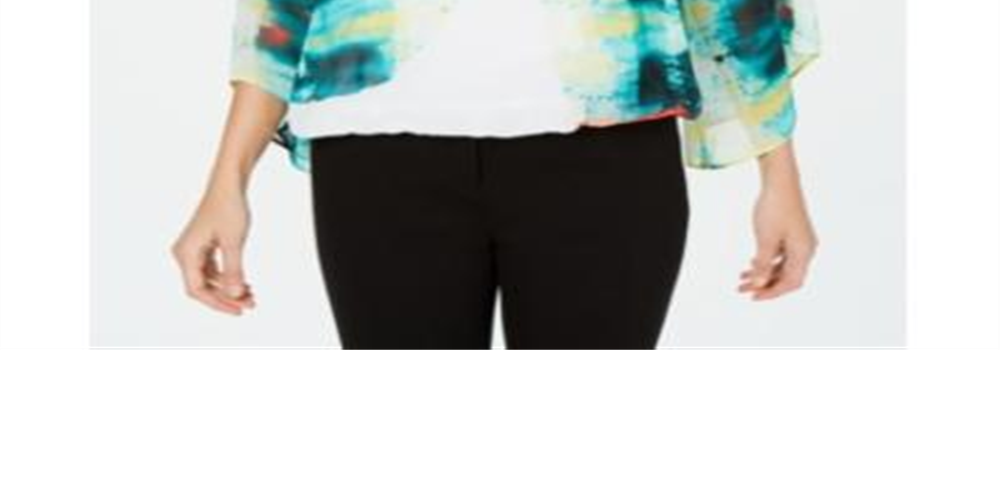 Alfani Petite Abstract-Print Top Branco Tamanho Pequeno Pequeno