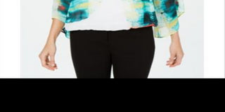 Alfani Petite Abstract-Print Top Branco Tamanho Pequeno Pequeno