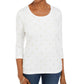 Blusa Karen Scott com estampa de alumínio e manga 3/4 - Branco inverno, tamanho XS
