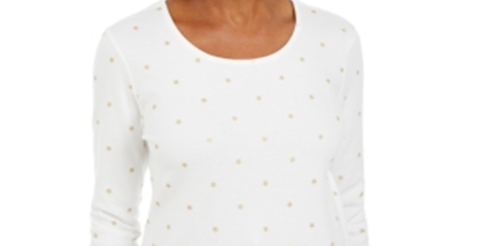 Blusa Karen Scott com estampa de alumínio e manga 3/4 - Branco inverno, tamanho XS