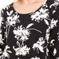 Jm Collection Blusa estampada com decote redondo Blossom Black Tamanho XS