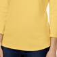 Charter Club Pima Cotton Top com decote canoa e botões nos ombros, amarelo, tamanho P
