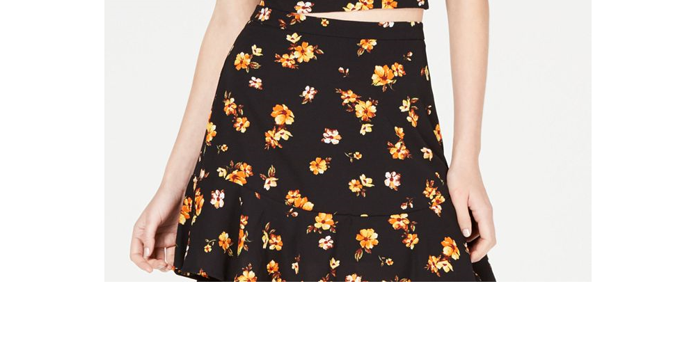 Top estampado com amarração frontal Gypsies &amp; Moondust Juniors, preto, tamanho P