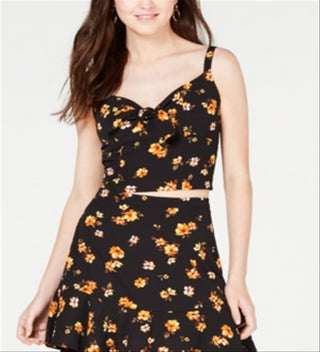 Top estampado com amarração frontal Gypsies &amp; Moondust Juniors, preto, tamanho P