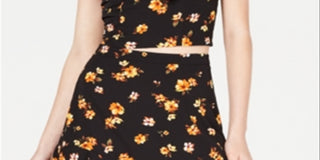 Top estampado com amarração frontal Gypsies &amp; Moondust Juniors, preto, tamanho P