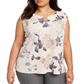 Blusa feminina Calvin Klein Plus sem mangas com estampa floral rosa tamanho 3X