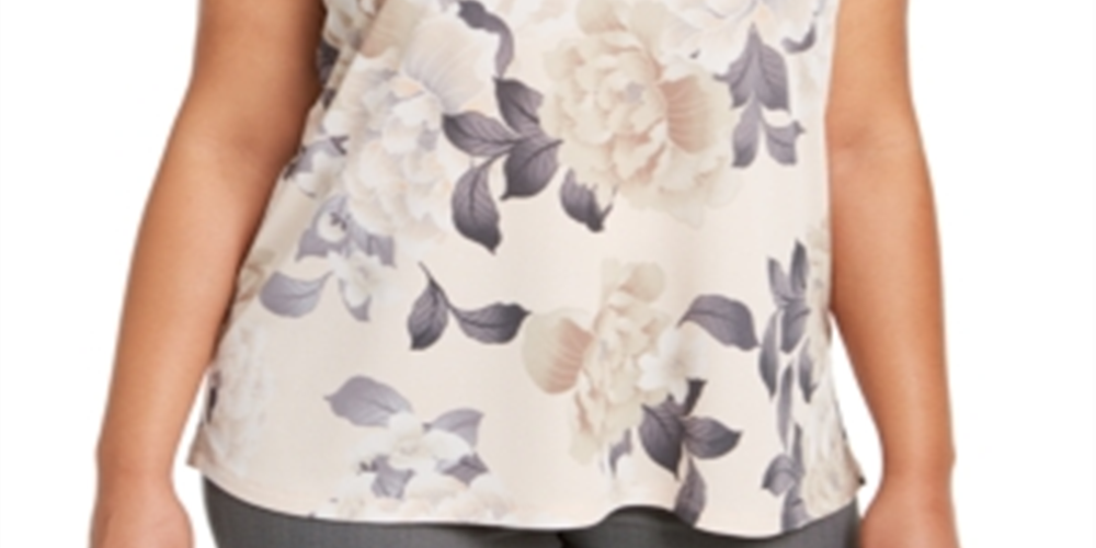 Blusa feminina Calvin Klein Plus sem mangas com estampa floral rosa tamanho 3X