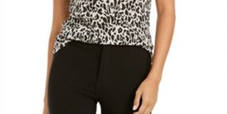 Blusa de gola alta texturizada com estampa animal Bar III cinza tamanho XXS