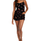 Pijama íntimo feminino de veludo floral da INC International Concepts para o dia a dia, preto, tamanho médio
