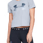 Camiseta cropped feminina Under Armour com logo estampado, cinza, tamanho GG