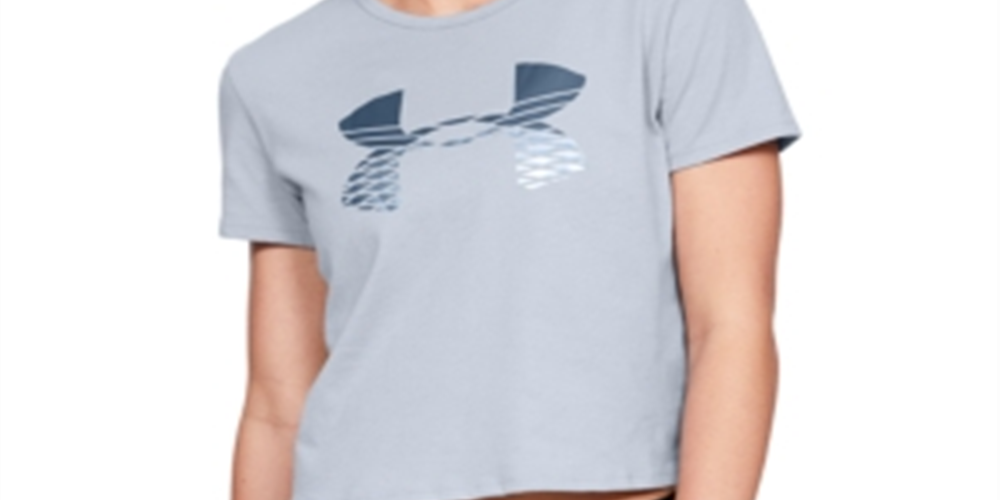 Camiseta cropped feminina Under Armour com logo estampado, cinza, tamanho GG