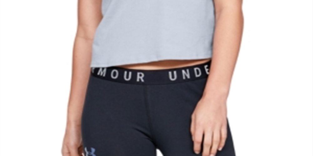 Camiseta cropped feminina Under Armour com logo estampado, cinza, tamanho GG