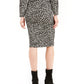 Saia lápis feminina Michael Kors com textura de chita e jacquard, preta, tamanho P