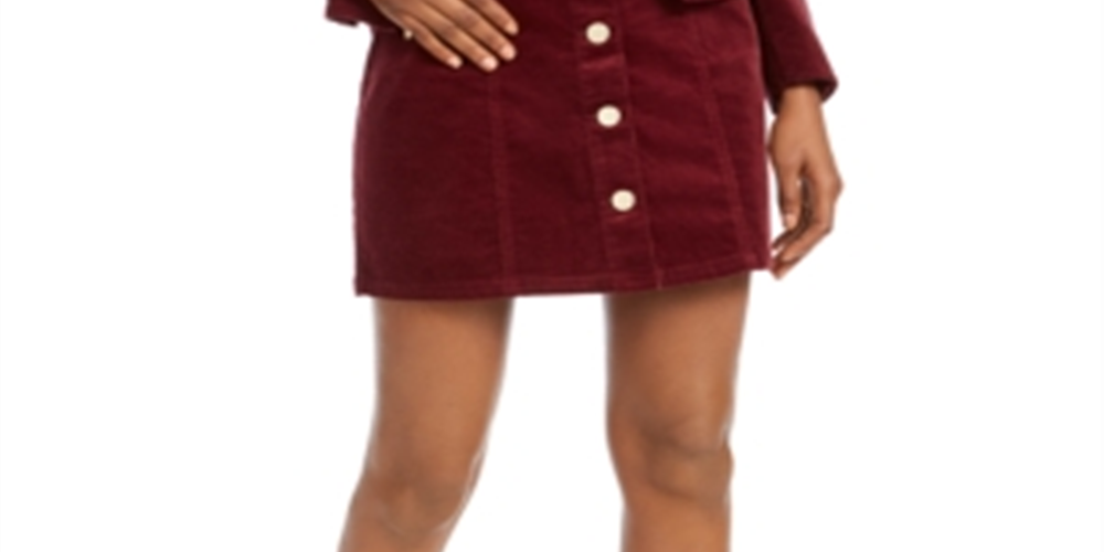 Minissaia lápis feminina Maison Jules, cor vinho, com botões, tamanho 2