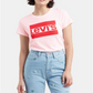 Camiseta Levi's Feminina Rosa Estampada Manga Curta Gola Redonda Tamanho G