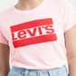 Camiseta Levi's Feminina Rosa Estampada Manga Curta Gola Redonda Tamanho G