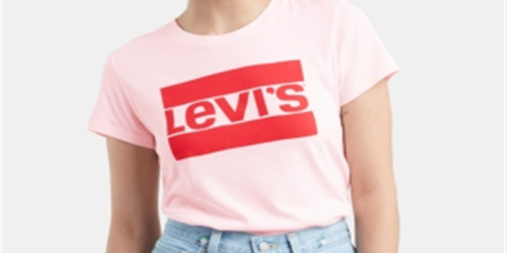 Camiseta Levi's Feminina Rosa Estampada Manga Curta Gola Redonda Tamanho G