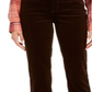 Calça de veludo cotelê feminina Lexington com perna reta, marrom, tamanho 4P