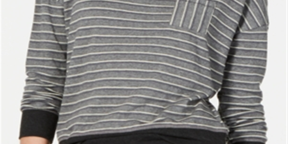 Camisa de dormir listrada de algodão misto cinza Alfani Intimates tamanho XXL