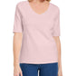 Blusa feminina Karen Scott com decote em V e detalhes em botões, rosa, tamanho pequeno GG