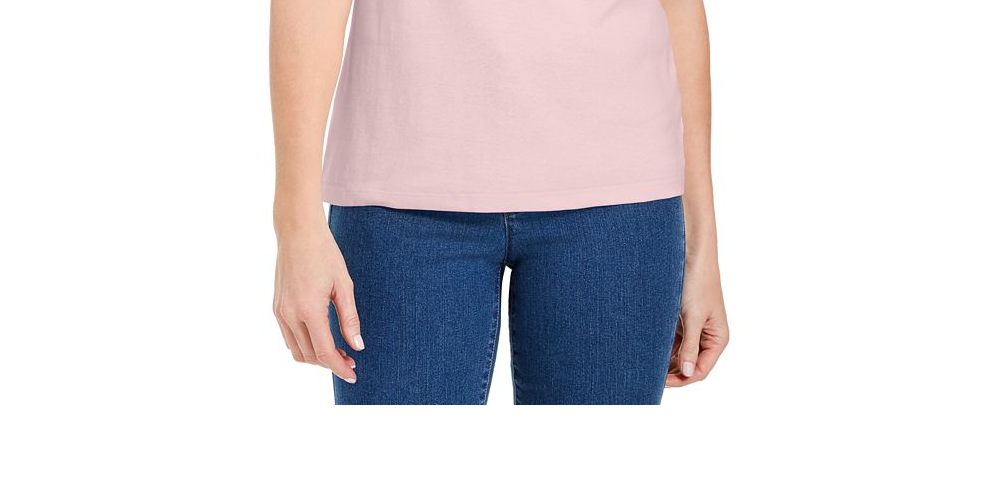 Blusa feminina Karen Scott com decote em V e detalhes em botões, rosa, tamanho pequeno GG