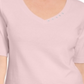Blusa feminina Karen Scott com decote em V e detalhes em botões, rosa, tamanho pequeno GG