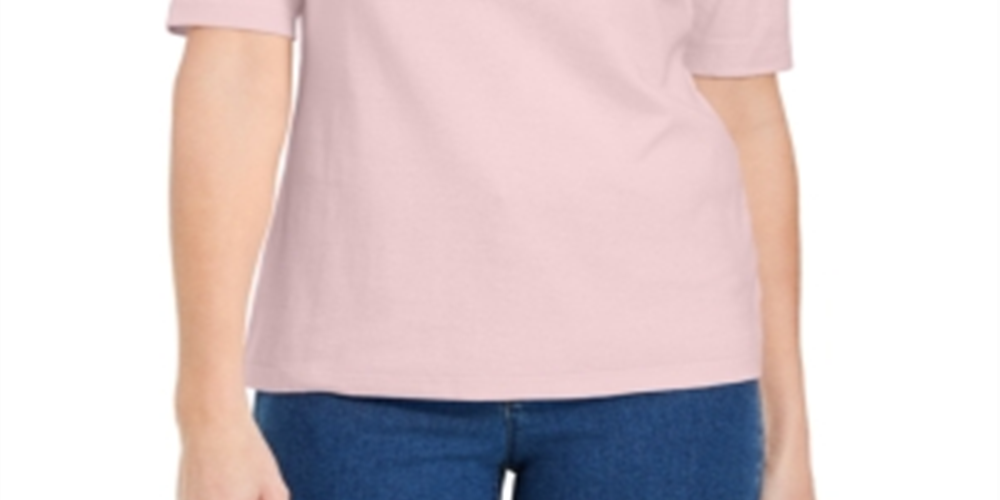 Blusa feminina Karen Scott com decote em V e detalhes em botões, rosa, tamanho pequeno GG